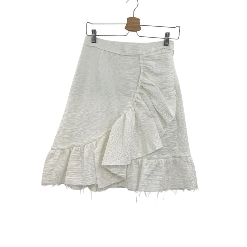 Rachel Comey Bonnie‎ Skirt Ruffle Raw Hem Cotton White Size 6 *Altered